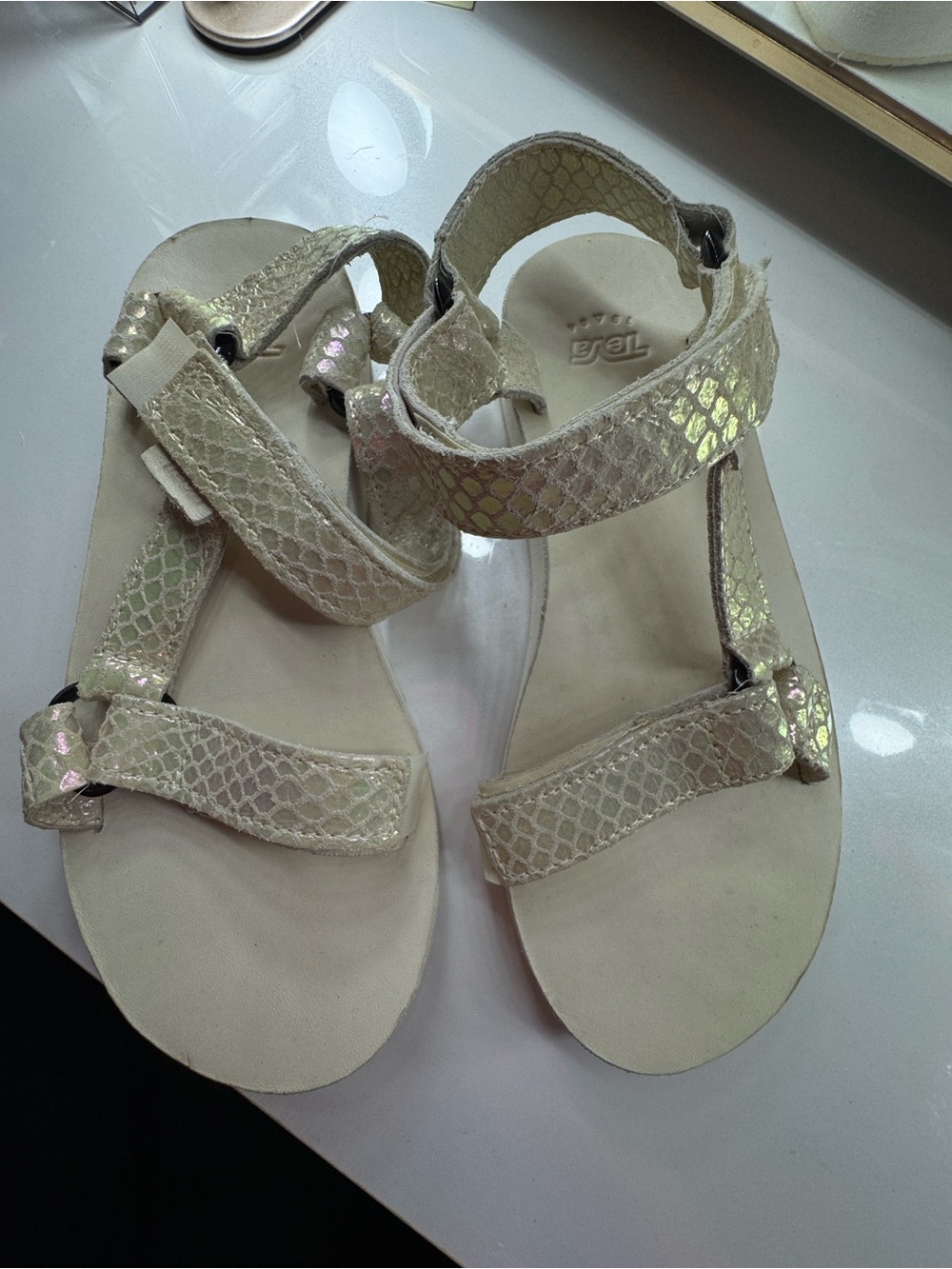 Teva Women's Iridescent Cream Strappy Sandals